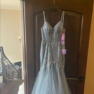 Elegant Silver Maxi Dress